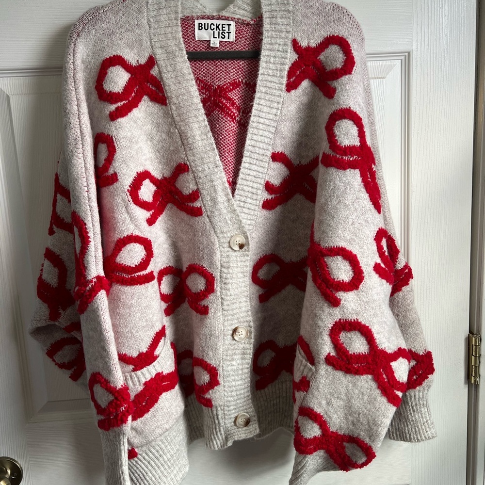 Bucket List oversized bow cardigan